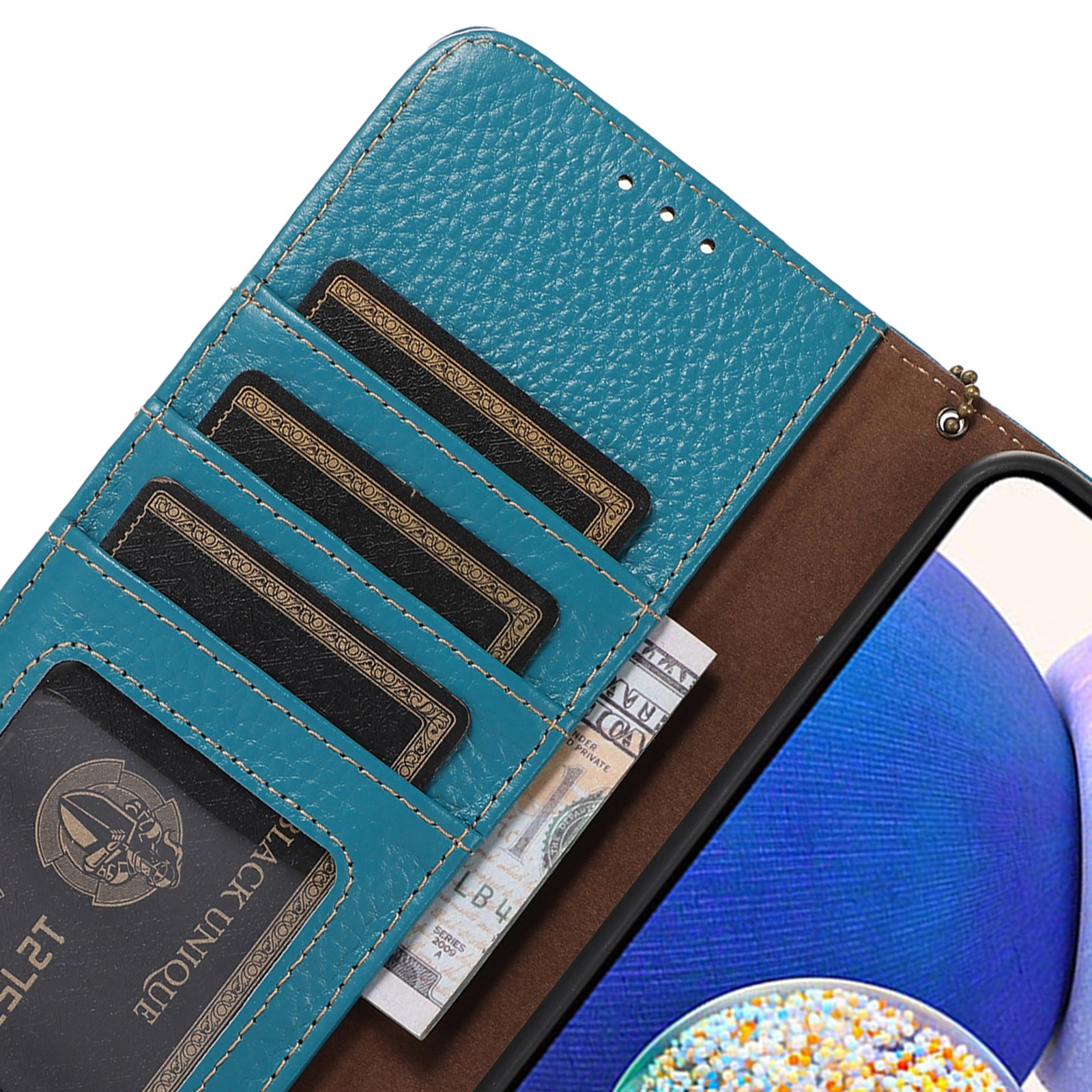 Til iPhone 14 Pung Telefon-etui RFID-blokerende ægte ko-læder Stand Folio Cover Til iPhone 14 Pung Telefon-etui RFID-blokerende ægte ko-læder Stand Folio Cover